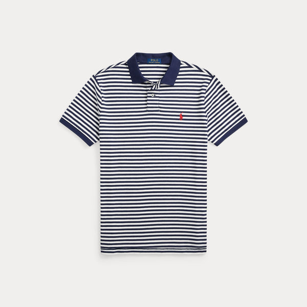 CUSTOM SLIM FIT STRIPED MESH POLO SHIRT 