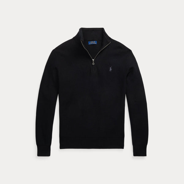 MESH-KNIT COTTON QUARTER-ZIP SWEATER 