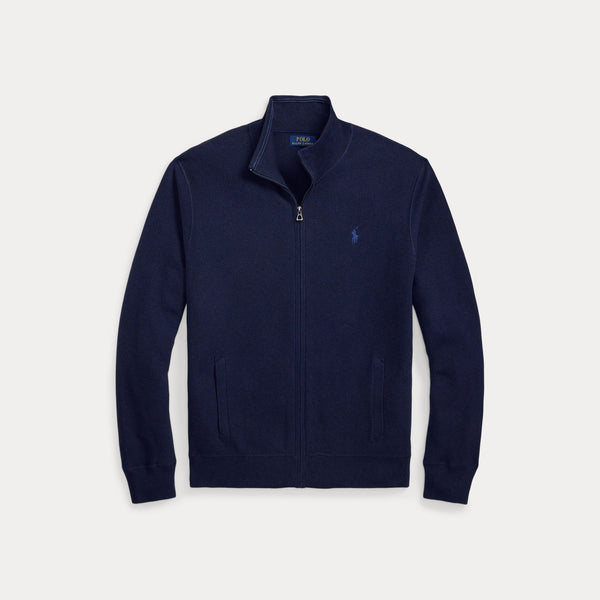 MESH-KNIT COTTON FULL-ZIP SWEATER 