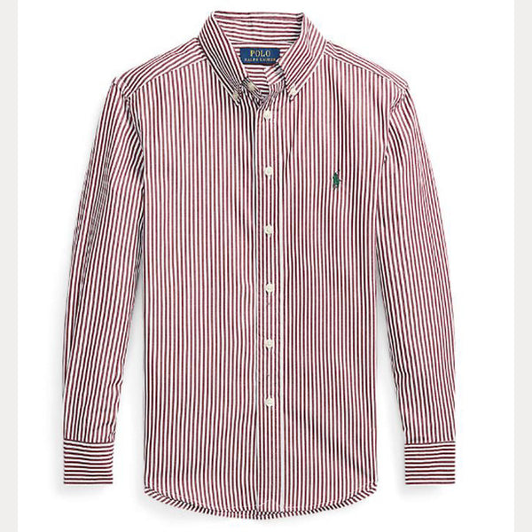 CUSTOM FIT STRIPED STRETCH POPLIN SHIRT 