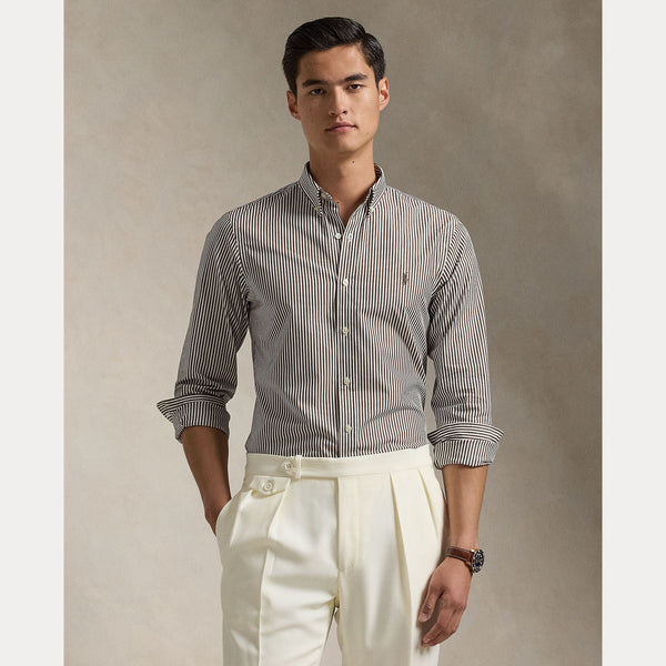 CUSTOM FIT STRIPED STRETCH POPLIN SHIRT 