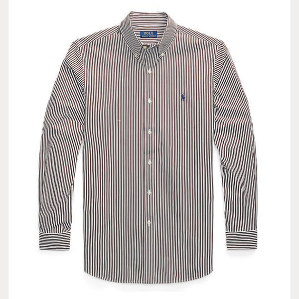 CUSTOM FIT STRIPED STRETCH POPLIN SHIRT 
