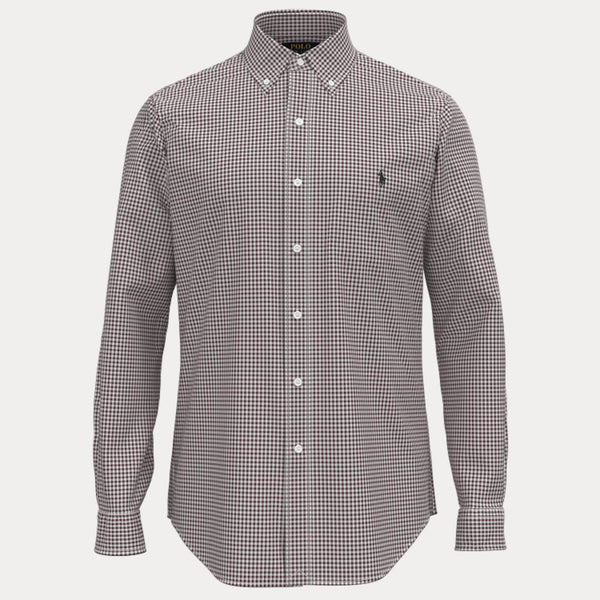 CUSTOM FIT GINGHAM STRETCH POPLIN SHIRT 