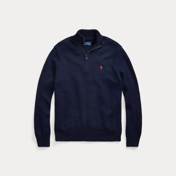 COTTON QUARTER-ZIP SWEATER 