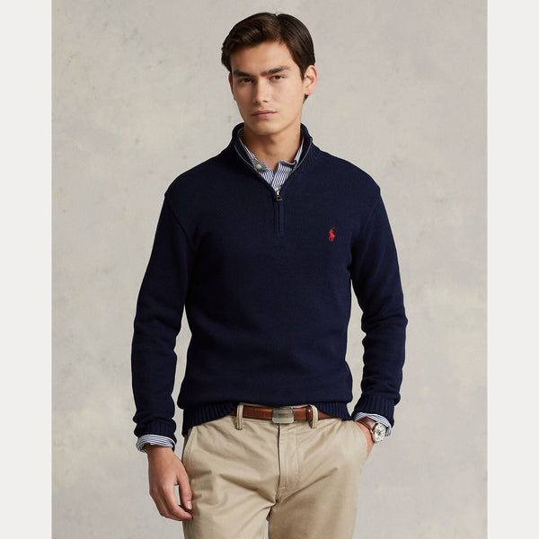 COTTON QUARTER-ZIP SWEATER 