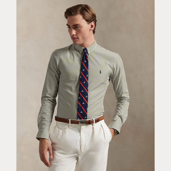 CUSTOM FIT STRIPED STRETCH POPLIN SHIRT 