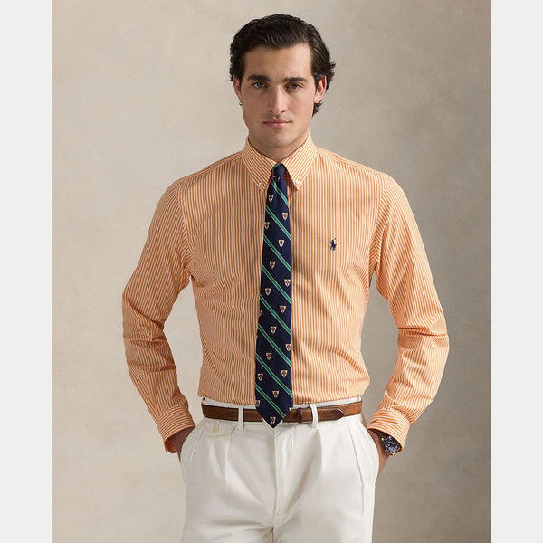 CUSTOM FIT STRIPED STRETCH POPLIN SHIRT 