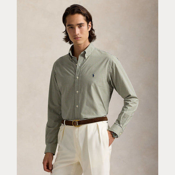 CUSTOM FIT GINGHAM STRETCH POPLIN SHIRT 
