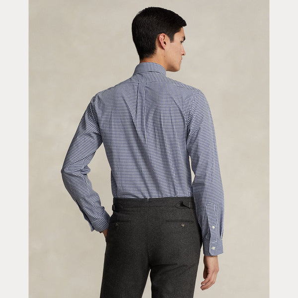 CUSTOM FIT GINGHAM STRETCH POPLIN SHIRT 