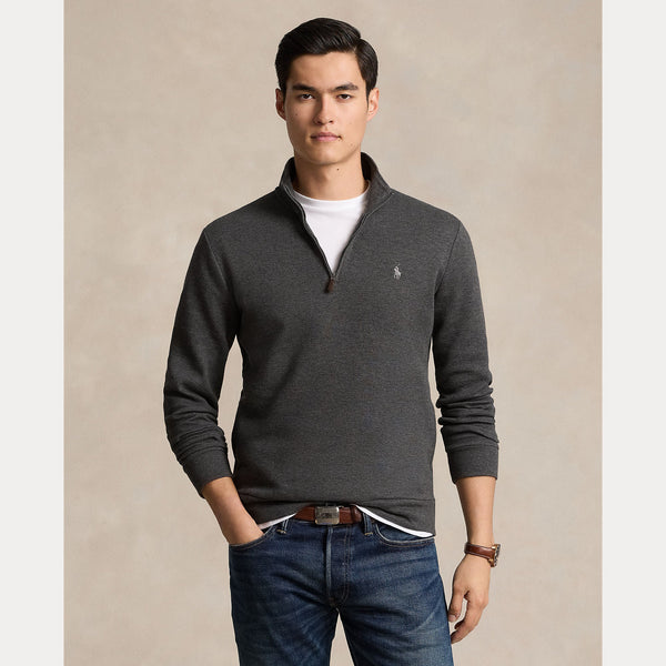 DOUBLE-KNIT MESH QUARTER-ZIP PULLOVER 